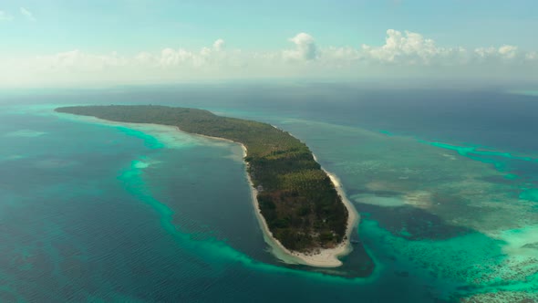 Tropical Island with Sandy Beach. Balabac, Palawan, Philippines.