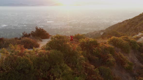 A man going for his morning workout in the hills above Hollywood