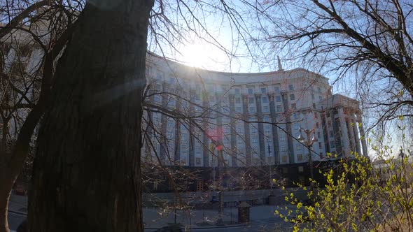 Government Building of Ukraine in Kyiv  Cabinet of Ministers Slow Motion