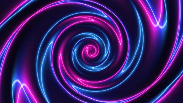 Blue Pink Neon Glowing Twirl Background Animation