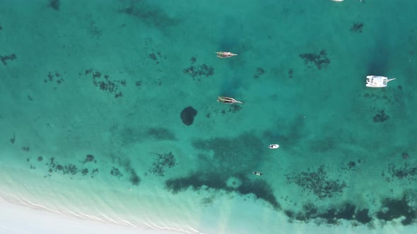 Boats in the Ocean Near the Coast of Zanzibar Tanzania