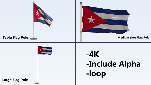 Cuba Flag Pole Pack 4k-Loop  alt