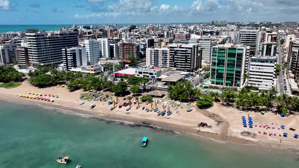 Town of Maceio Alagoas Brazil. Landmark beach at Northeast Brazil.