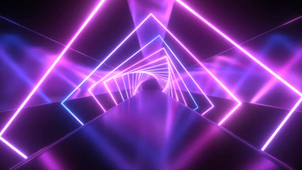 Future Neon Laser Twist Squares Fluorescent Ultraviolet Lights Tunnel