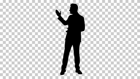 Silhouette  businessman pointing , Alpha Channel