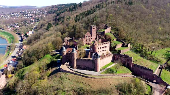 Close up of Wertheim Castle and trees, Baden-Wurttemberg, Germany