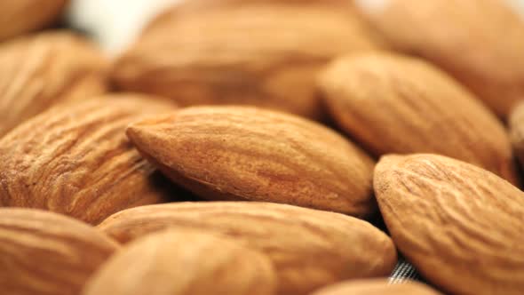 Almonds rotating close up studio