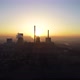 Aerial sunrise view of big powerhouse. Drone flight into to power plant - VideoHive Item for Sale