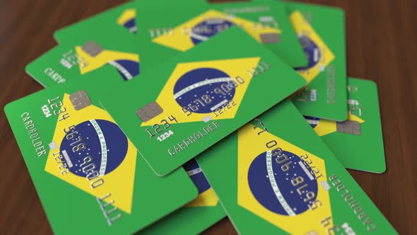 Credit Cards with Flag of Brazil