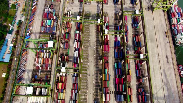 Aerial Footage of Commercial Port Terminal in Singapore