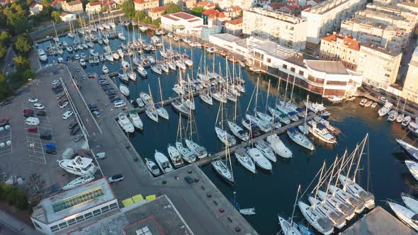 Drone Footage Aerial View of Zadar Marina Croatia