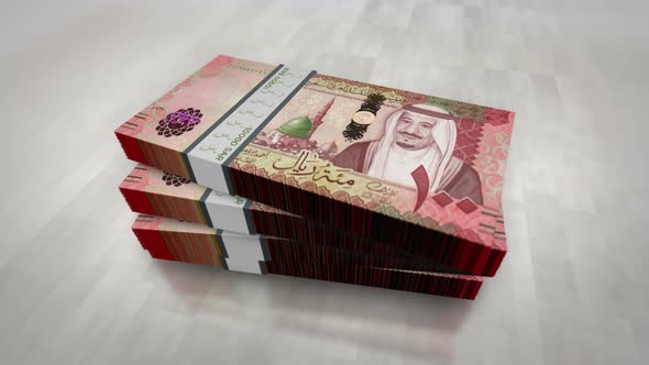 Saudi Arabia Riyal money banknote pile packs