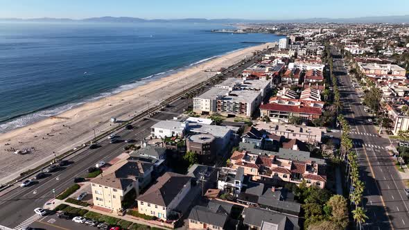 Aerial Los Angeles Coastal City Fly Over - Fast