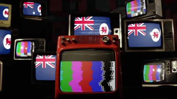 Flag of Tasmania on Retro TVs.