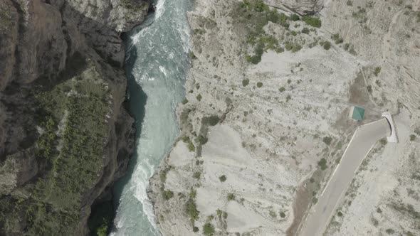 Sulak River in Sulak Canyon Aerial View of the Unique Natural Landscape Dagestan