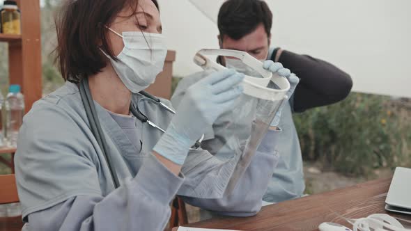 Tired Medical Workers at Tent City