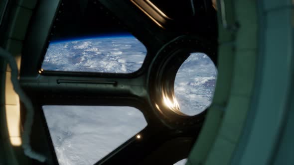 Cockpit View From International Space Station Operating Nearby of Planet Earth alt
