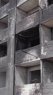 Vertical Video of a House Destroyed By the War in Ukraine