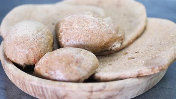 Close Up Homemade Peasant Bread Made of Buckwheat and Rye with No Yeast