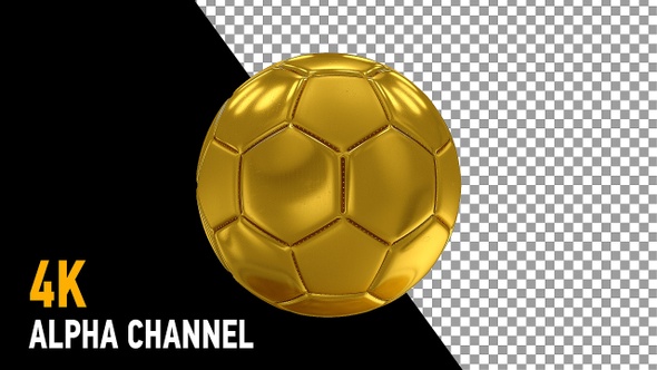 3D golden soccer ball rotating alt