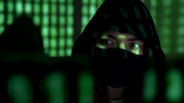 Dark Hacker Programmer Woman Concept