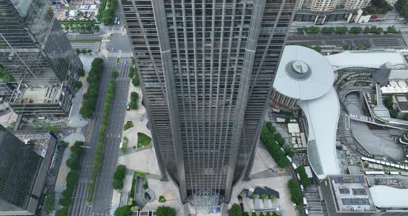 Aerial footage of downtown landscape  in shenzhen city, China