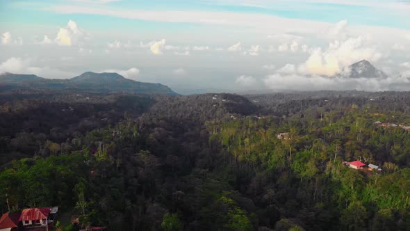 Flight Over the Gorges in the Mountains of Bali