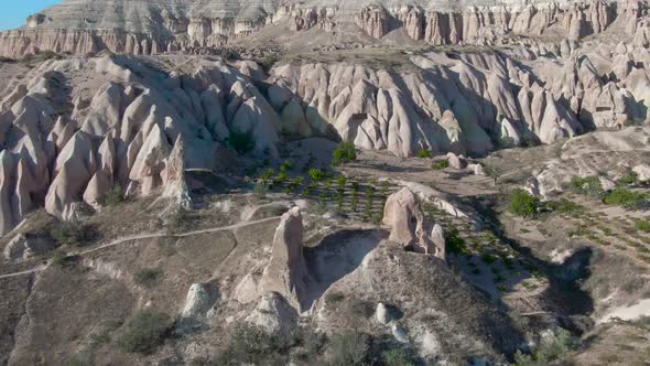 Flying over Rose Valley in Cappadocia, Turkey