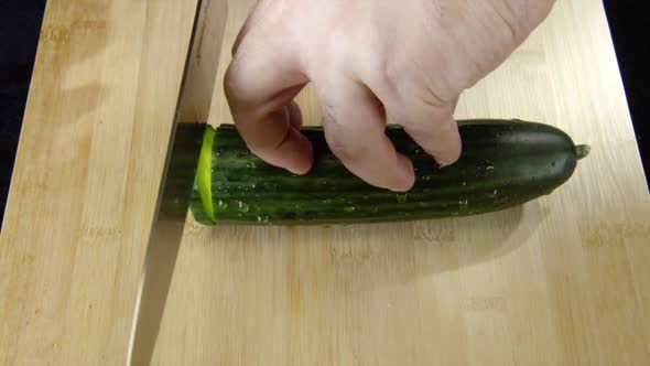 Slicing vegetables with a knife for cooking