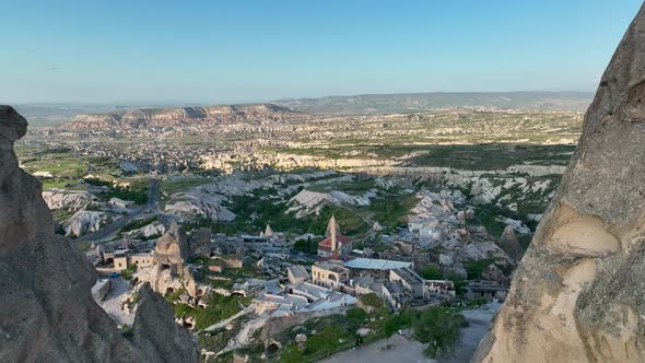 Awesome aerial view of Uchisar 4 K Turkey Cappadocia