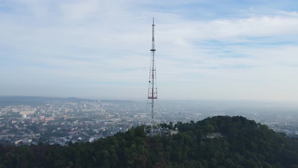 Aerial Shot The City Of Lviv. High Castle. Ukraine