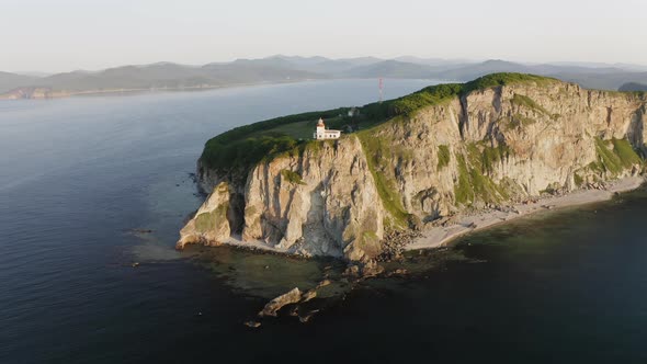 Lighthouse Baluzek on the Coast of the Sea of Japan