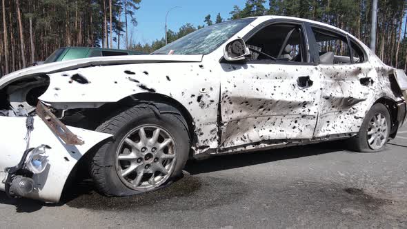 Destroyed and Shot Cars in the City of Irpin Ukraine  the Consequences of the War