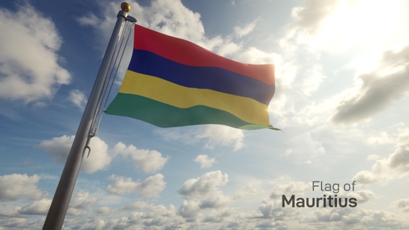 Mauritius Flag on a Flagpole