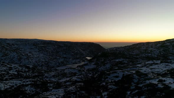 Aerial View of Snow Mountains and Lake