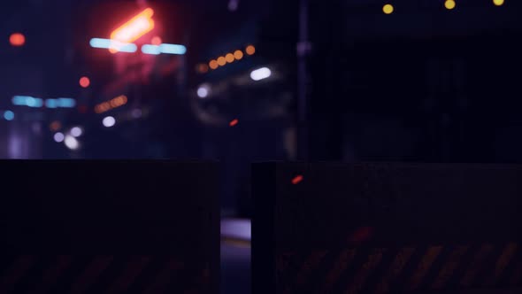 Futuristic Street with Neon Glow at Night alt