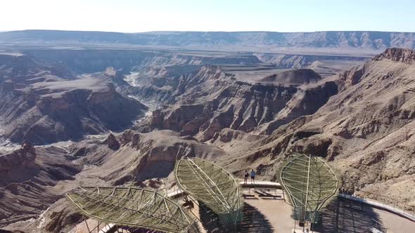 Stunning aerial footage of the Fish River Canyon, landscape of Namibia