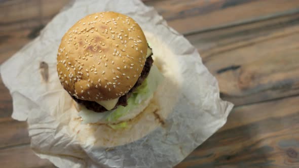 Cheeseburger Top View.