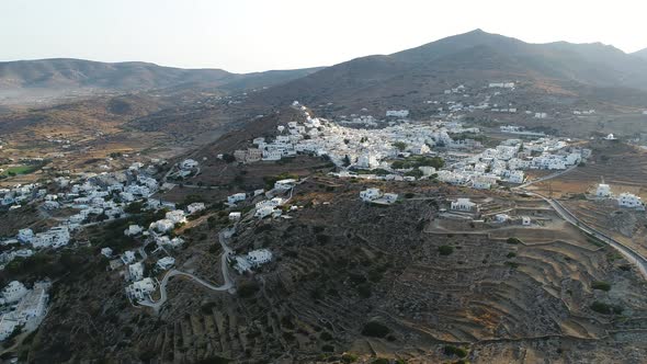 Village of Koubara on the island of Ios seen from the sky