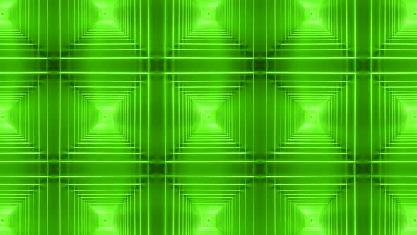 Green Color Neon Zoom In Tunnel Pattern Background Animation