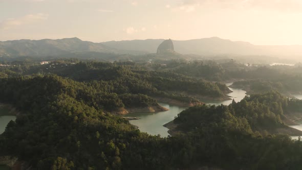 Aerial view of Peñol-Guatapé lake.