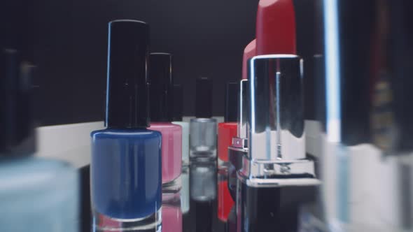 Set of Nail Polish and Bright Lipsticks