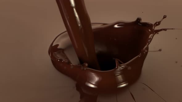 Super Slow Motion Shot of Pouring Melted Chocolate at 1000 Fps