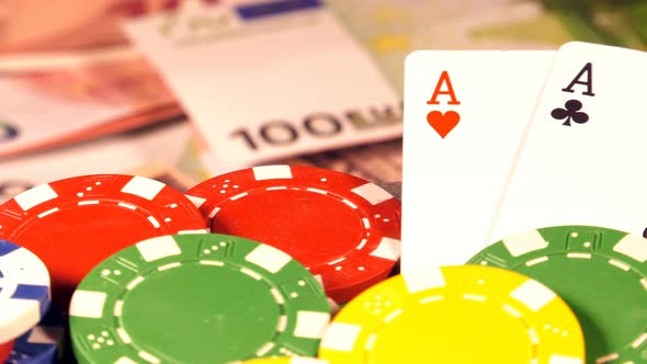 Gambling Money Chips And Poker Cards 6 alt