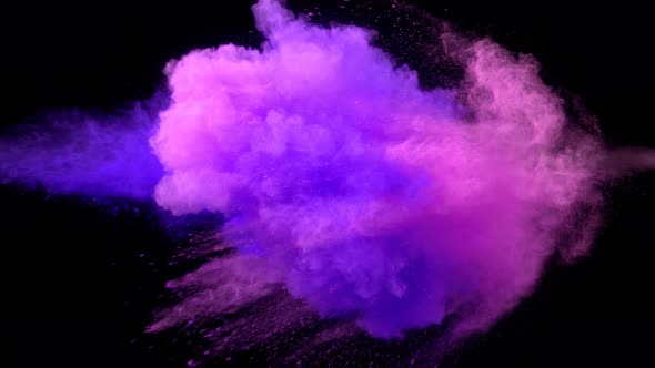 Super Slowmotion Shot of Color Powder Explosion Isolated on Black Background