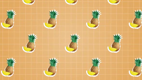 Pineapple Cut Sliced Fruits Food Animation Background