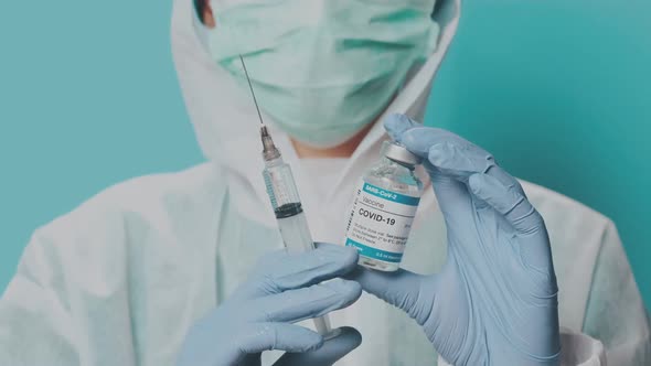 Doctor Preparing for Human Clinical Injection Trials Vaccination Covid19