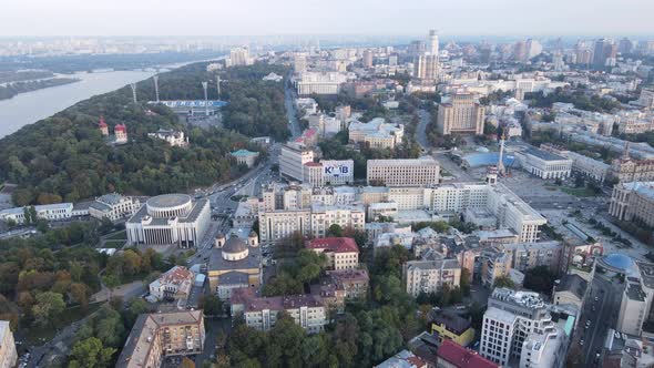 Cityscape of Kyiv, Ukraine. Aerial View, Slow Motion