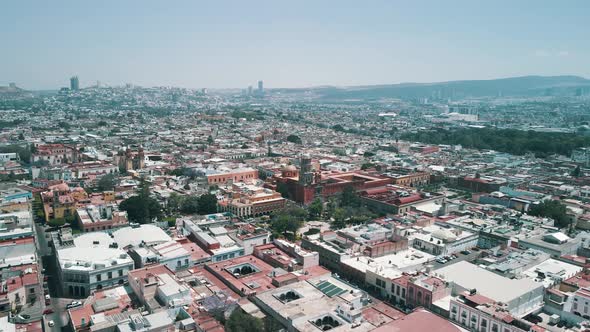 Aerial view of Queretaro's main plaza and national Theathre