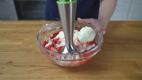 Whipping Strawberries with a Blender